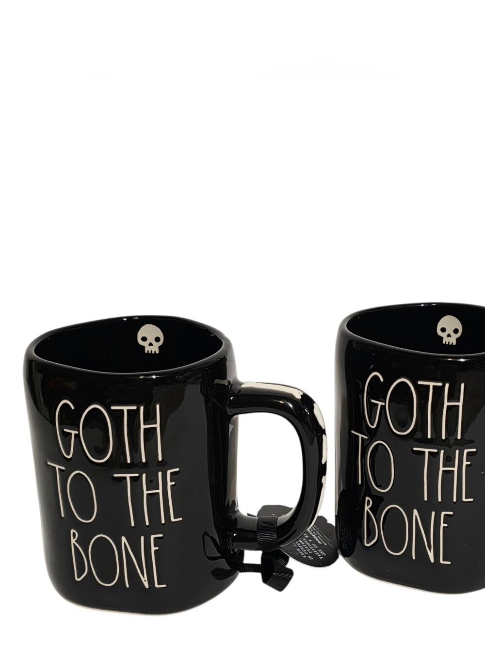 Rae Dunn Black Ceramic 'Goth to the Bone' Mug Set (2)